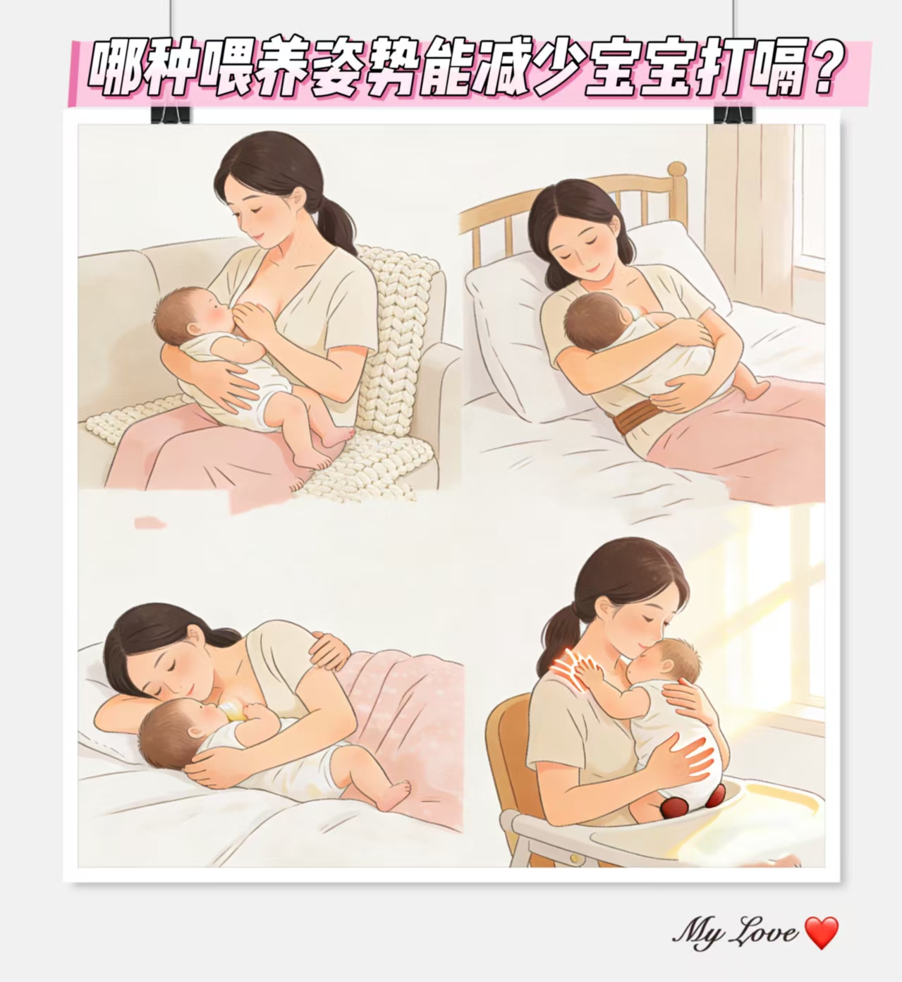 哪種喂養(yǎng)姿勢能減少寶寶打嗝？